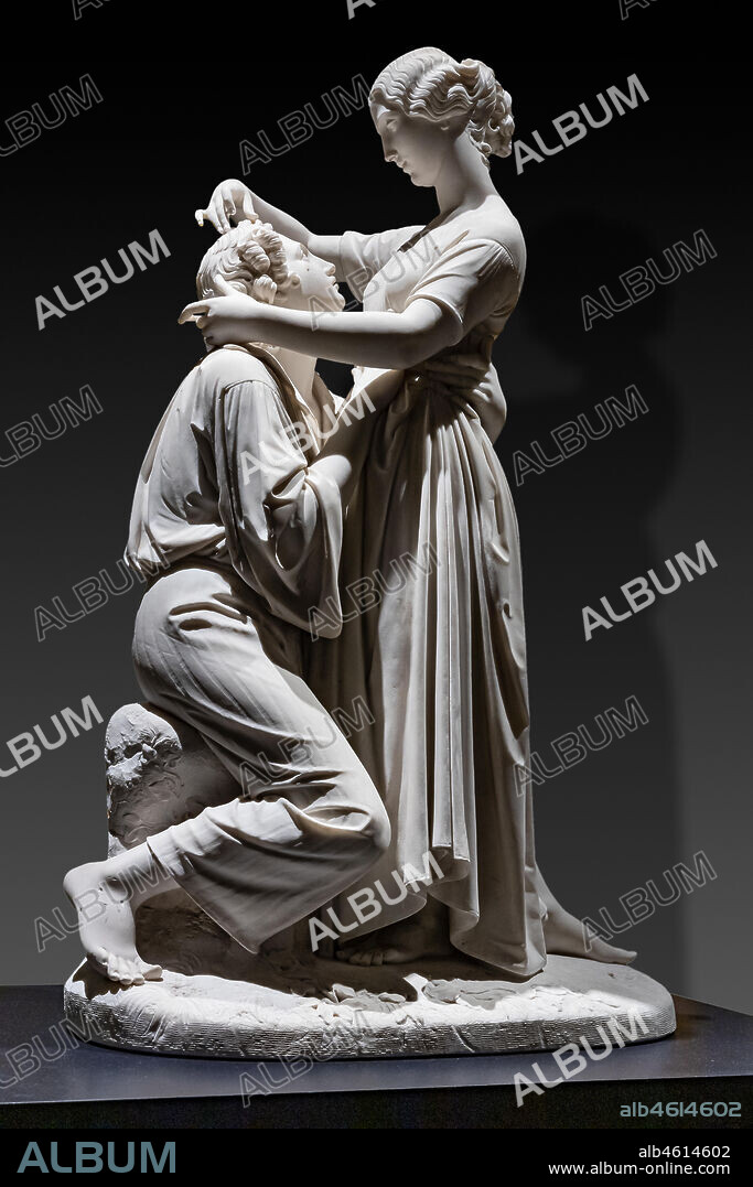Alessandro Puttinati: "Paul and Virginie", marble sculpture, 1844.