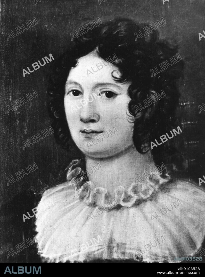 Claire Clairmont in 1819 by Amelia Curran - oil on canvas in Newstead Abbey, Nottinghamshire - Clara Mary Jane Clairmont (April 27, 1798 - March 19, 1879), or Claire Clairmont as she was commonly known, was a stepsister of writer Mary Shelley and the mother of Lord Byron's daughter Allegra.. ©TopFoto.