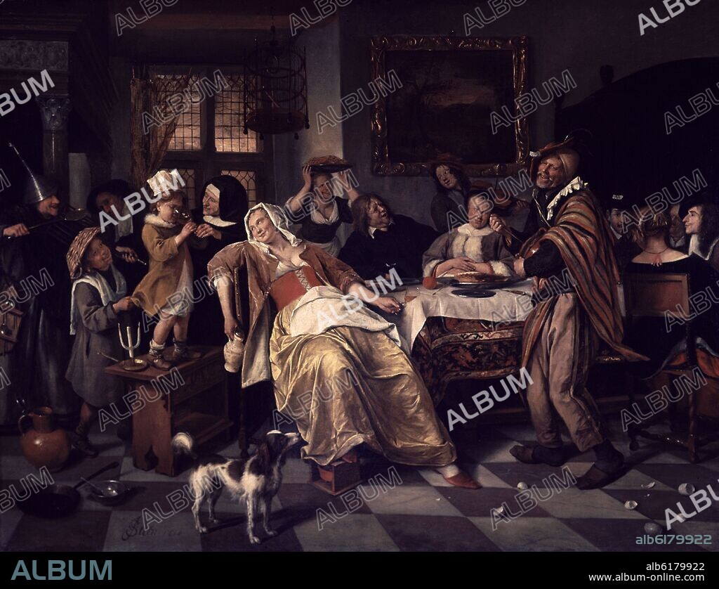 JAN STEEN (1626-1679). LA FIESTA DE LOS REYES - SIGLO XVII - 82x107,5 - BARROCO HOLANDES.