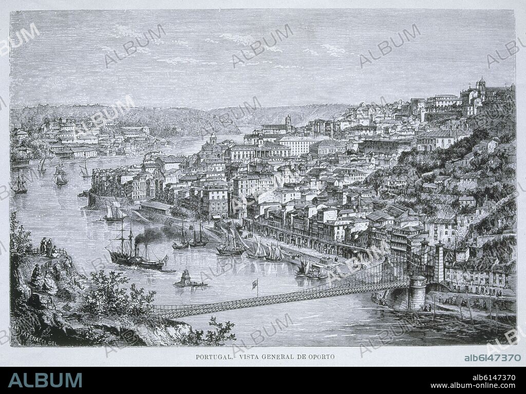 CATENACI HERCULES DE. GRABADO-PORTUGAL-VISTA GENERAL DE OPORTO.