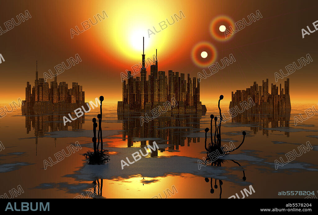 Proxima b planet orbiting the Proxima Centauri red dwarf star.