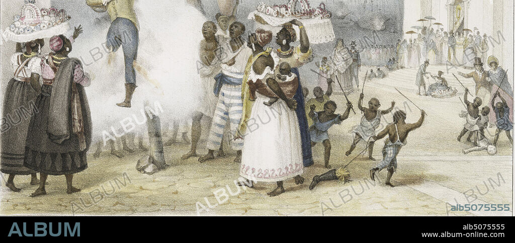 Brûlement de l'effigie du Juda, le samedi saint., still image, Prints, 1834 - 1839, Debret, Jean Baptiste (1768-1848).