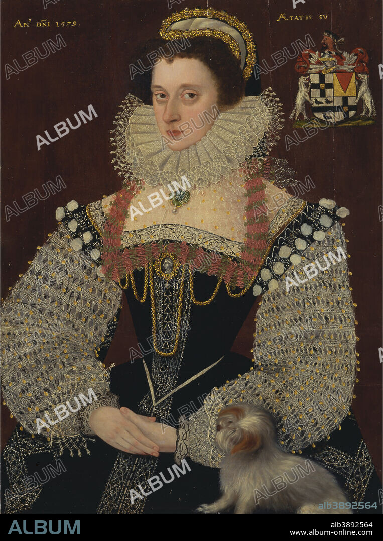 JOHN BETTES THE YOUNGER. "The Duchess of Chandos". Date/Period: 1579. Painting. Oil on panel. Height: 911 mm (35.86 in); Width: 686 mm (27 in).