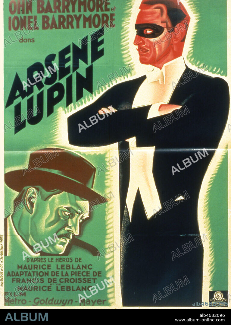 'Arsene Lupin' Affiche du film realise en 1932 par Jack CONWAY (1887-1952) d'apres l'oeuvre de Maurice LEBLANC (1864-1941) avec John BARRYMORE (1882-1942), Lionel BARRYMORE (1878-1954). Credit: Coll. Perron/KHARBINE-TAPABOR.