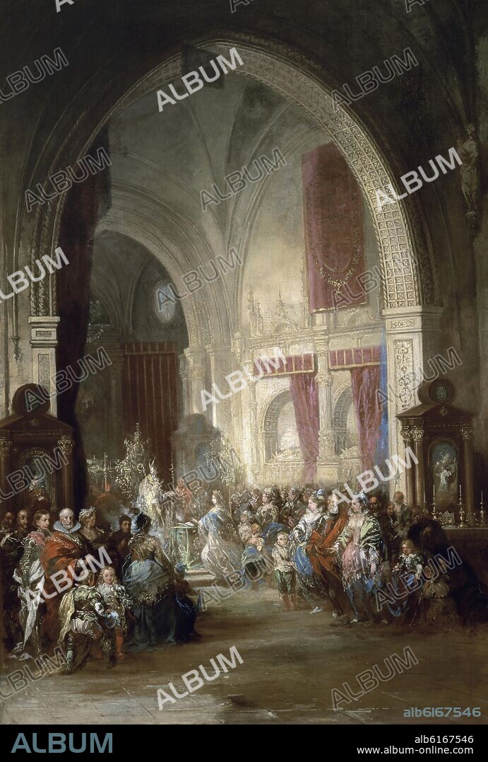 JENARO PEREZ VILLAAMIL (1807-1854). INTERIOR OF THE CATHEDRAL OF TOLEDO - TOWARD 1850 - 160 X 108 CM - SPANISH ROMANTICISM.