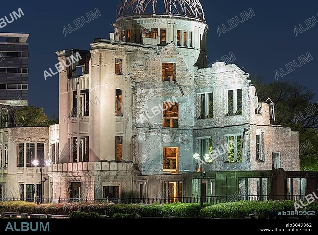 Atomic Bomb Dome at Hiroshima Peace Memorial by night, Hiroshima, Japan