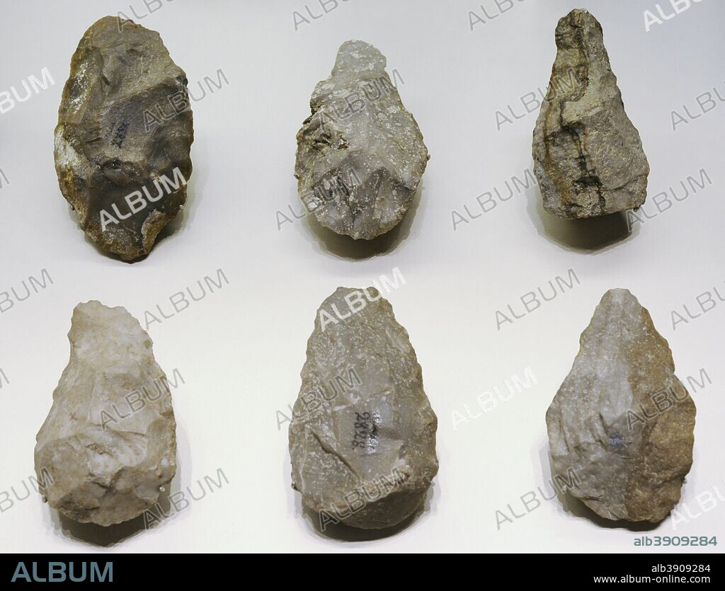 Hand axes. Flint. Acheulean. Paleolithic. Torralba (province of Soria, Castile and Leon). National Archaeological Museum. Madrid. Spain.