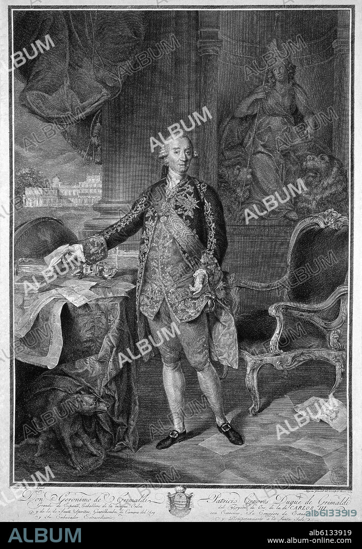 AUTOR LIBRE 01307. RETRATO DE JERONIMO GRIMALDI - 1720/86 - MINISTRO DE CARLOS III.