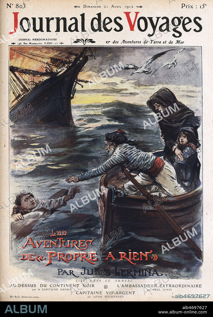 Les aventures de Propre-a-Rien par Jules LERMINA (1839-1915). Illustration de Georges CONRAD (1874-1936) pour Le Journal des Voyages du 21 avril 1912 1912. Credit : Collection Kharbine-Tapabor.