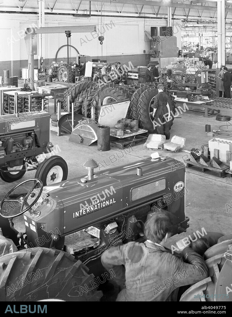 International Harvester tractor factory, Doncaster, South Yorkshire, 1966. International Harvester operated a plant on Wheatley Hall Road from 1930 and the Doncaster plant helped shape the company into a world renowned brand. In 1985 International sold its agricultural division to Tenneco, who then merged with Case. Tractor production continued at the site until 2007 when the factory closed and production was moved to Italy by its new owners, ARGO spa, and 77 years of tractor production in Doncaster came to an end.