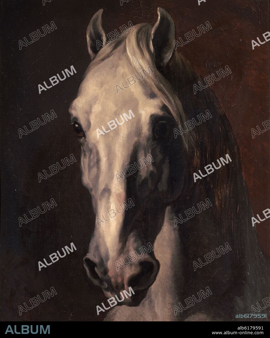 THEODORE GERICAULT (1791-1824). CABEZA DE CABALLO BLANCO - SIGLO XIX - O/T - ROMANTICISMO FRANCES.