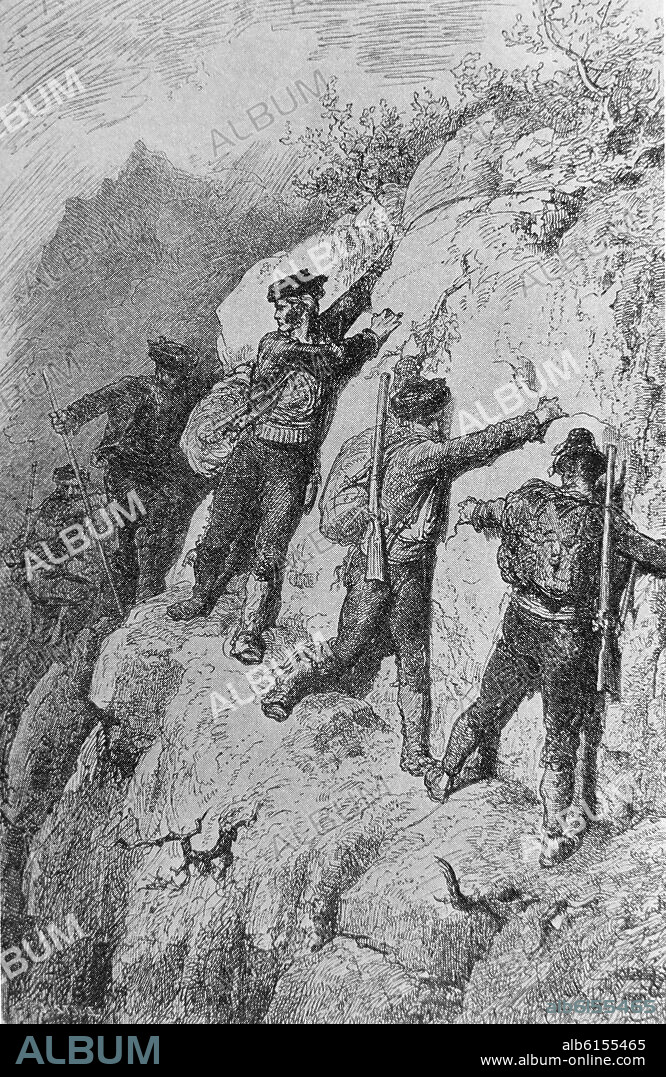 GUSTAVE DORE (1832-1883). CONTRABANDISTAS EN RONDA GRABADO S XIX.