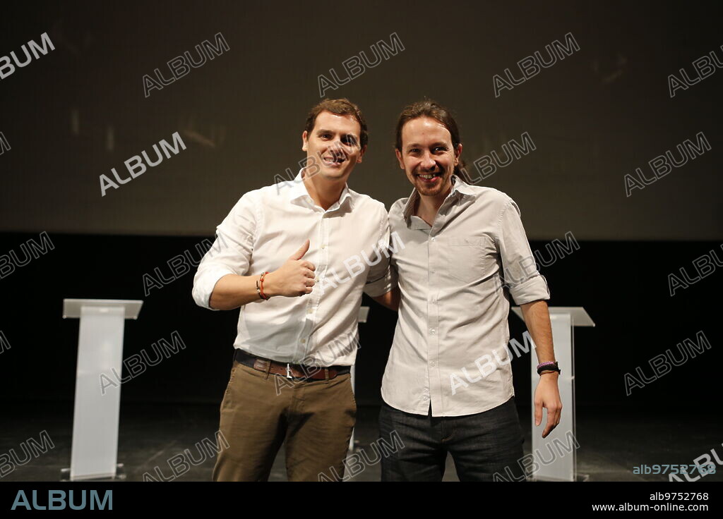 Leganés (Madrid), 27/11/2015. Debate moderado por Carlos Alsina en el campus de Leganés de la Universidad Carlos III, entre los líderes de Podemos, Pablo Iglesias y de Ciudadanos, Albert Rivera. Foto: Jaime García ARCHDC.