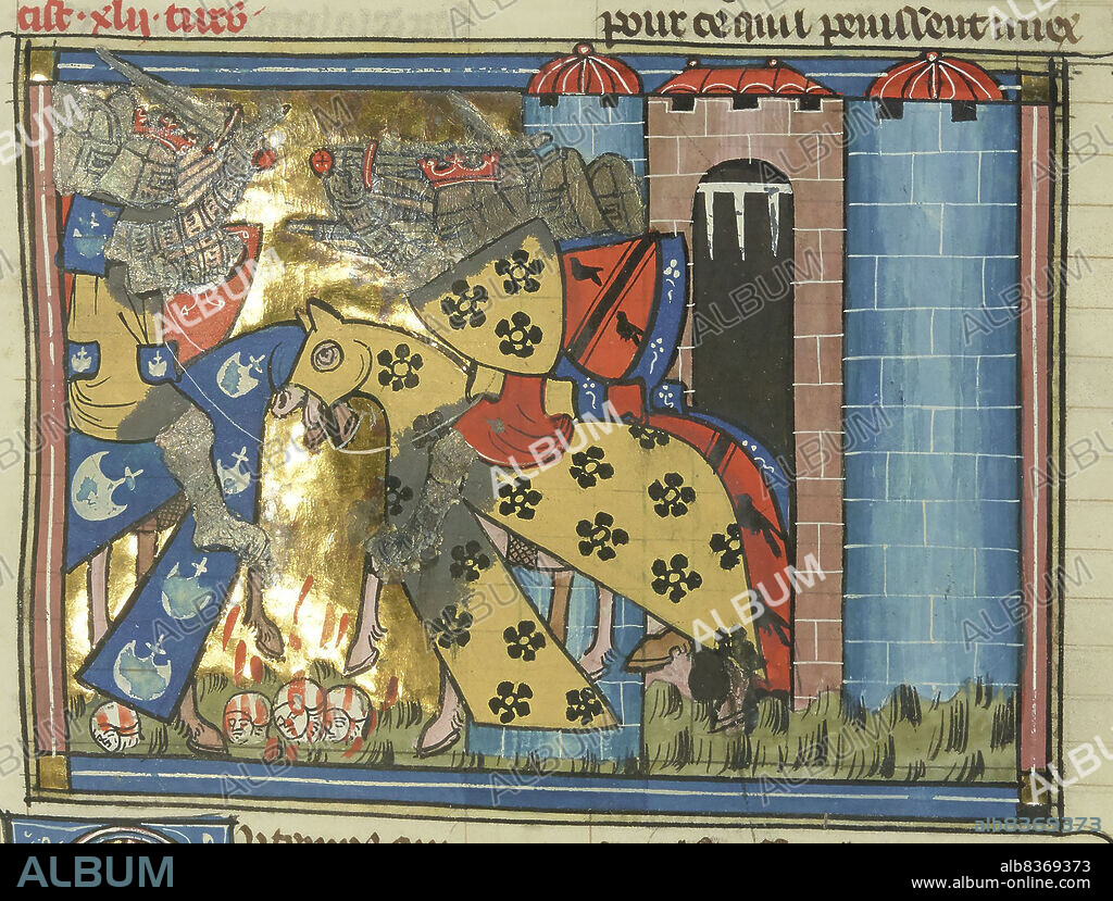 MAîTRE DE FAUVEL. The Battle of Marj al-Saffar on January 25, 1126 (From "Li rommans de Godefroy de Buillon et de Salehadin").
