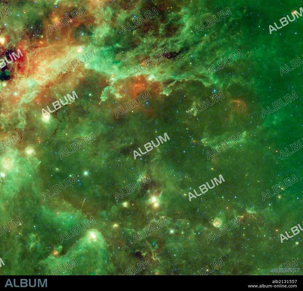 NASA's WISE captured this image of a huge complex of star-forming clouds and stellar clusters found in the constellation Cygnus. (Photo by: Universal History Archive/UIG via Getty Images).