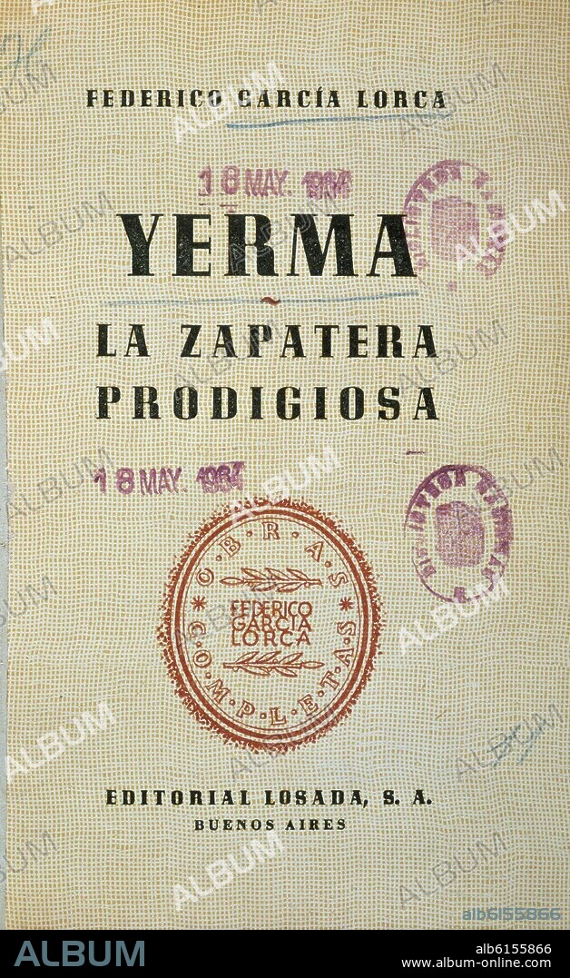 FEDERICO GARCÍA LORCA. YERMA -LA ZAPATERA PRODIGIOSA T-31671.