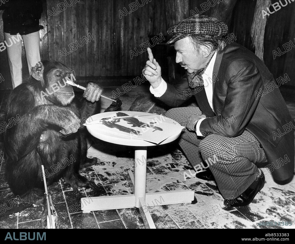 Göteborg 1964-02-08. Konstnären Pierre Brasseau och journalisten Åke "Dacke" Axelsson. *** Local Caption *** GT. KAMERAREPORTAGE.