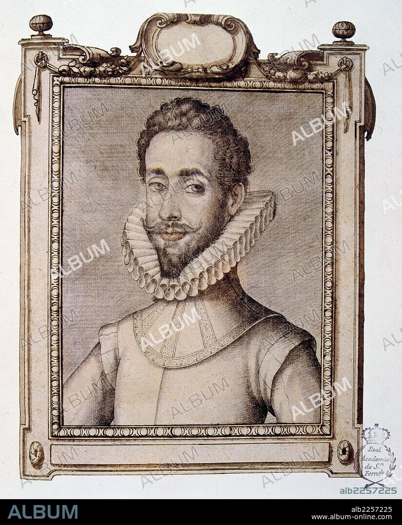 VEGA , FELIX LOPE DE. ESCRITOR ESPAÑOL. MADRID 1562 - 1635. DIBUJO DE FRANCISCO PACHECO. MUSEO LAZARO GALDIANO. MADRID.