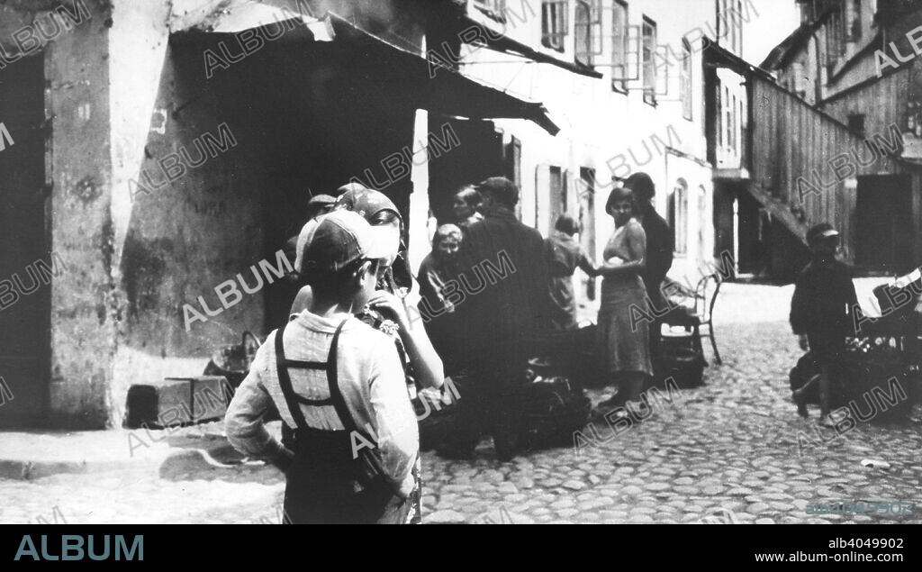 Polish ghetto, Vilna, USSR, World War II, 1939-1944. Formerly the foremost centre of rabbinical learning in Europe, the Polish city of Vilna was occupied first by Soviet troops in 1939, and then by Nazi Germany during the war. The city's large Jewish population was exterminated; thousands were shot or sent to the death camps. Vilna became Vilnius, capital of Lithuania.