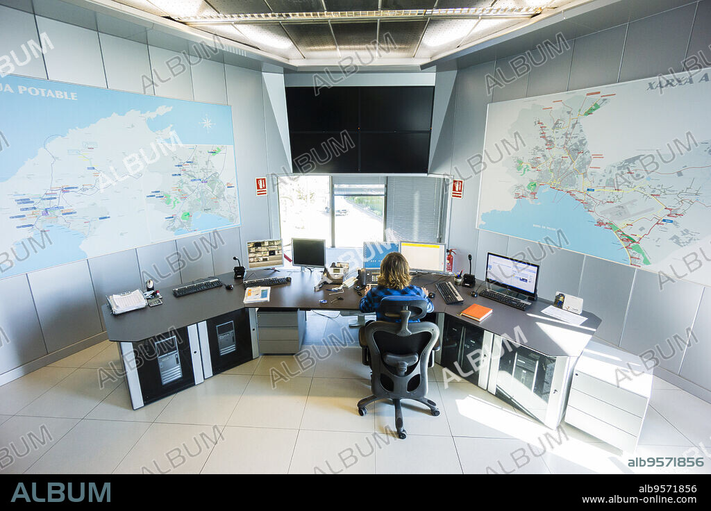 Son Tugores desalination plant, drinking water treatment plant control center, Palma, Mallorca, Balearic Islands, Spain.