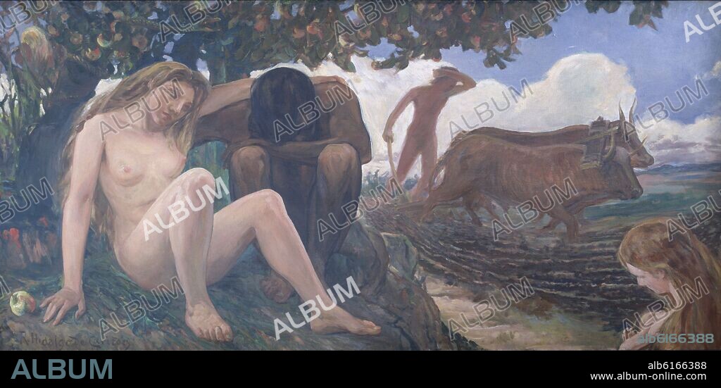 RAFAEL HIDALGO DE CAVIEDES (1864-1950). ADAN Y EVA EXPULSADOS DEL PARAISO - SIGLO XX.