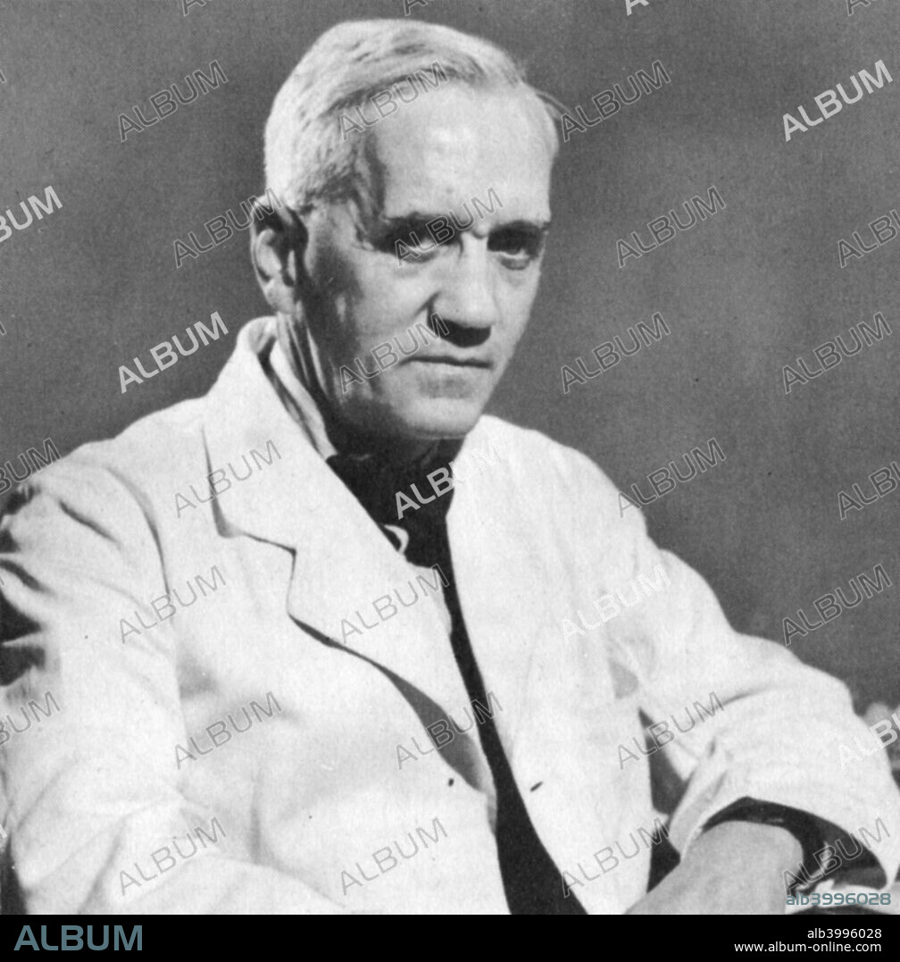 Alexander Fleming, Scottish bacteriologist, c1930s. Fleming (1881-1955) discovered the first antibiotic drug, penicillin, in 1928. He shared the Nobel prize for physiology and medicine with Howard Florey (1898-1968) and Ernst Chain (1906-1979) in 1945.