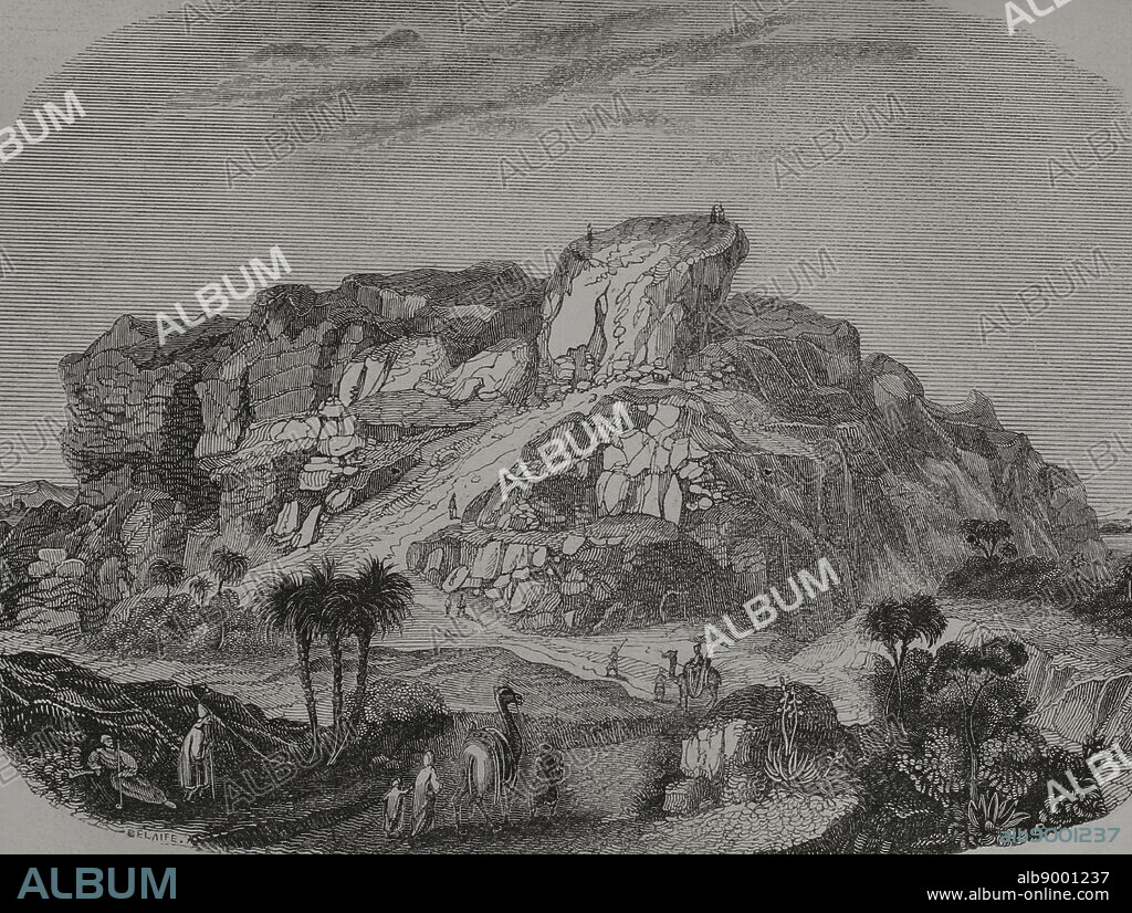 Ruinas de la Torre de Babel. Grabado. "Los Héroes y las Grandezas de la Tierra". Tomo I. 1854.