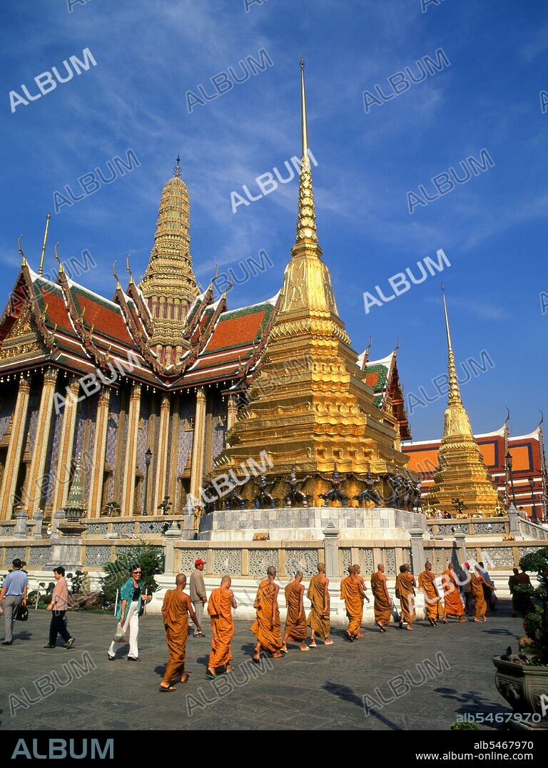 Wat Phra Kaew (Temple of the Emerald Buddha); full official name Wat Phra Si Rattana Satsadaram is regarded as the most sacred Buddhist temple in Thailand. It is located within the precincts of the Grand Palace. The Grand Palace served as the official residence of the Kings of Thailand from the 18th century onwards. Construction of the Palace began in 1782, during the reign of King Rama I, when he moved the capital across the river from Thonburi to Bangkok.