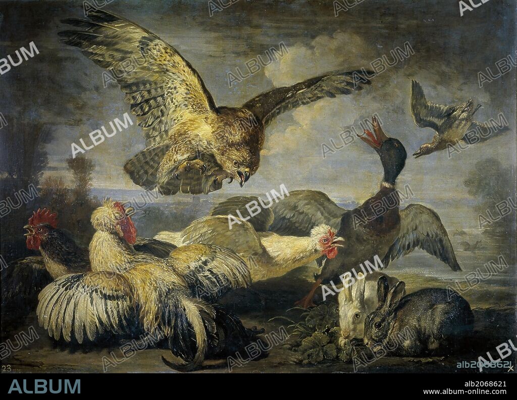 David de Coninck / 'Un milano y varias aves', Second half 17th century, Flemish School, Oil on canvas, 95 cm x 134 cm, P01527.