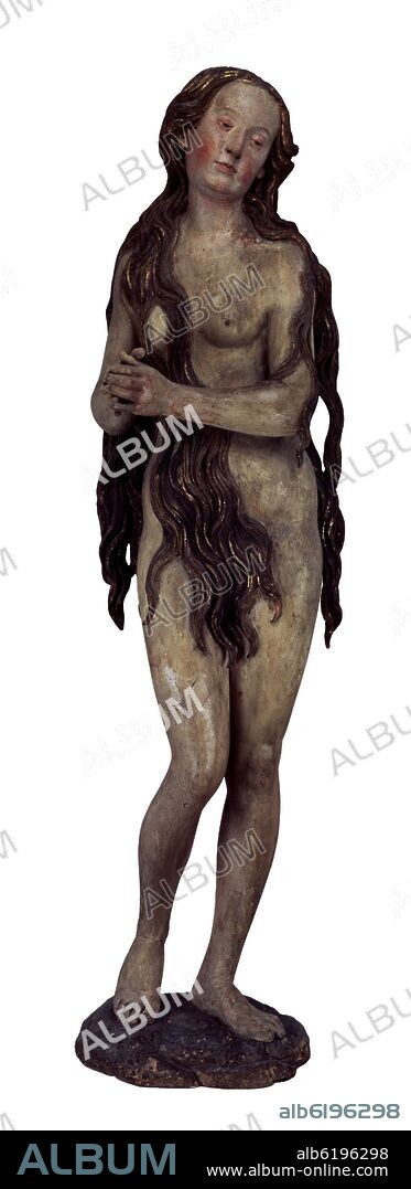 GREGOR ERHART. SANTA MARIA MAGDALENA - SIGLO XVI - MADERA PINTADA Y DORADA - ESCUELA ALEMANA.