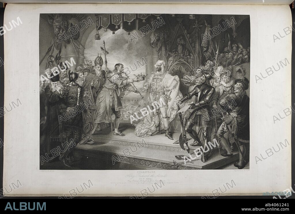 WILLIAM SHAKESPEARE. King Richard the second. Act IV. Scene I. King Richard, Bolingbroke, York, Aumerle, etc. At the Parliament house.   . A Collection of Prints, from pictures painted for the purpose of illustrating the Dramatic Works of Shakspeare, by the Artists of Great Britain. London : J. & J. Boydell, 1803. Source: Tab.599.c. plate 42. Language: English.