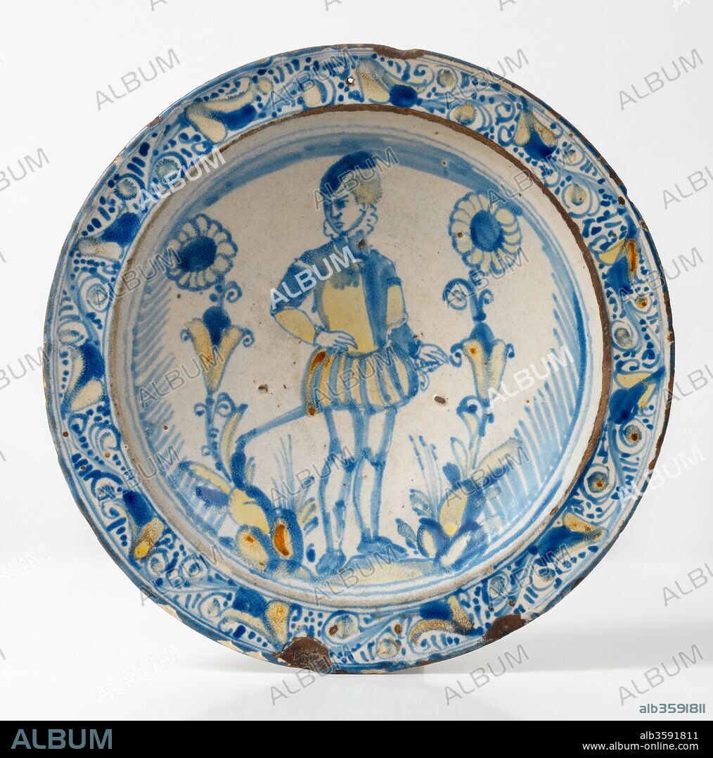 Plate, Second half of the 16th century - beginning of the 17th century, Ceramics (polychrome faience), from Talavera de la Reina, (Toledo), Diameter: 31,1 cm.