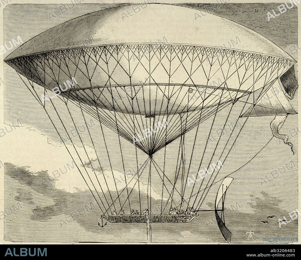 Charles Henri Dupuy de Lome (1816-1885). Arquitecto naval francés. "Paris: El globo de M. Dupuy de Lome". Grabado. La Ilustración Española y Americana, 1872.