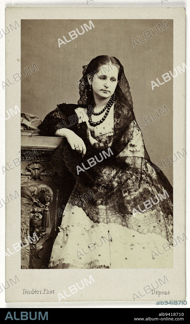 Portrait of Princess Gortschakoff, Disdéri, André-Adolphe-Eugène, Photographer, Lozano, J., Diffuseur, Between 1860 and 1890, 2nd half of the 19th century, Photography, Graphic arts, Photography, Albumen paper print, Dimensions - Work: Height: 8.6 cm, Width: 5.2 cm, Dimensions: Height: 10.1 cm, Width: 6.2 cm.