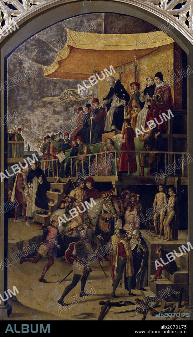 Pedro Berruguete / 'Auto de Fe presidido por Santo Domingo de Guzmán', 1493-1499, Escuela Española, Óleo sobre Tabla, 154 cm x 92 cm, P00618.