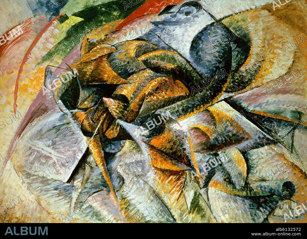 UMBERTO BOCCIONI (1882-1916). Dynamism of a Racing Cyclist. 1913. Italian Futurism. Madrid, Exibition on Futurism.