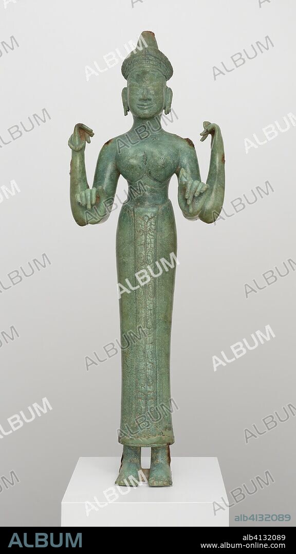 A Goddess, Possibly Uma. Vietnam. Date: 850 AD-950 AD. Dimensions: 74.7 × 23.5 × 23.5 cm (29 3/8 × 9 1/4 × 9 1/4 in.). Bronze. Origin: Vietnam.