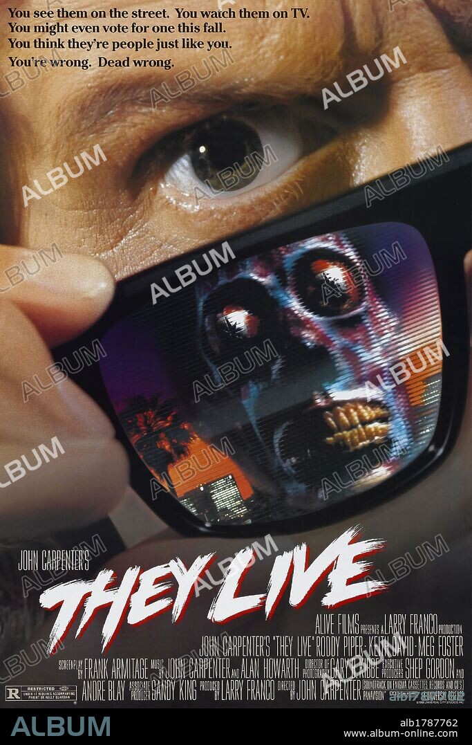 Affiche de THEY LIVE, 1988, réalisé par JOHN CARPENTER. Copyright UNIVERSAL PICTURES.