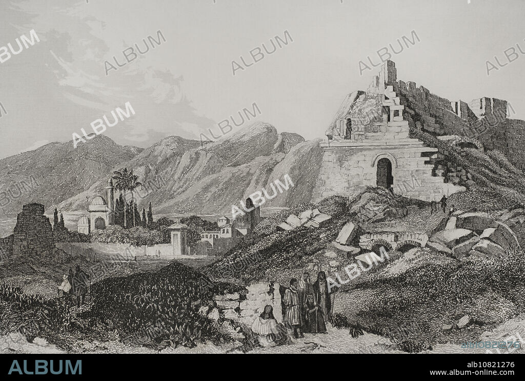Mileto. Grabado por Aubert. "La Tierra Santa y los lugares recorridos por los profetas, por los apóstoles y por los cruzados". Publicada en Barcelona, imprenta de Joaquín Verdaguer, 1840.