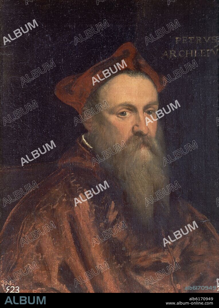 JACOPO COMIN-JACOBO ROBUSTI-TINTORETTO. EL ARZOBISPO PEDRO - SIGLO XVI - OLEO/LIENZO - 71 x 54 cm - NP 369 - ESCUELA ITALIANA.