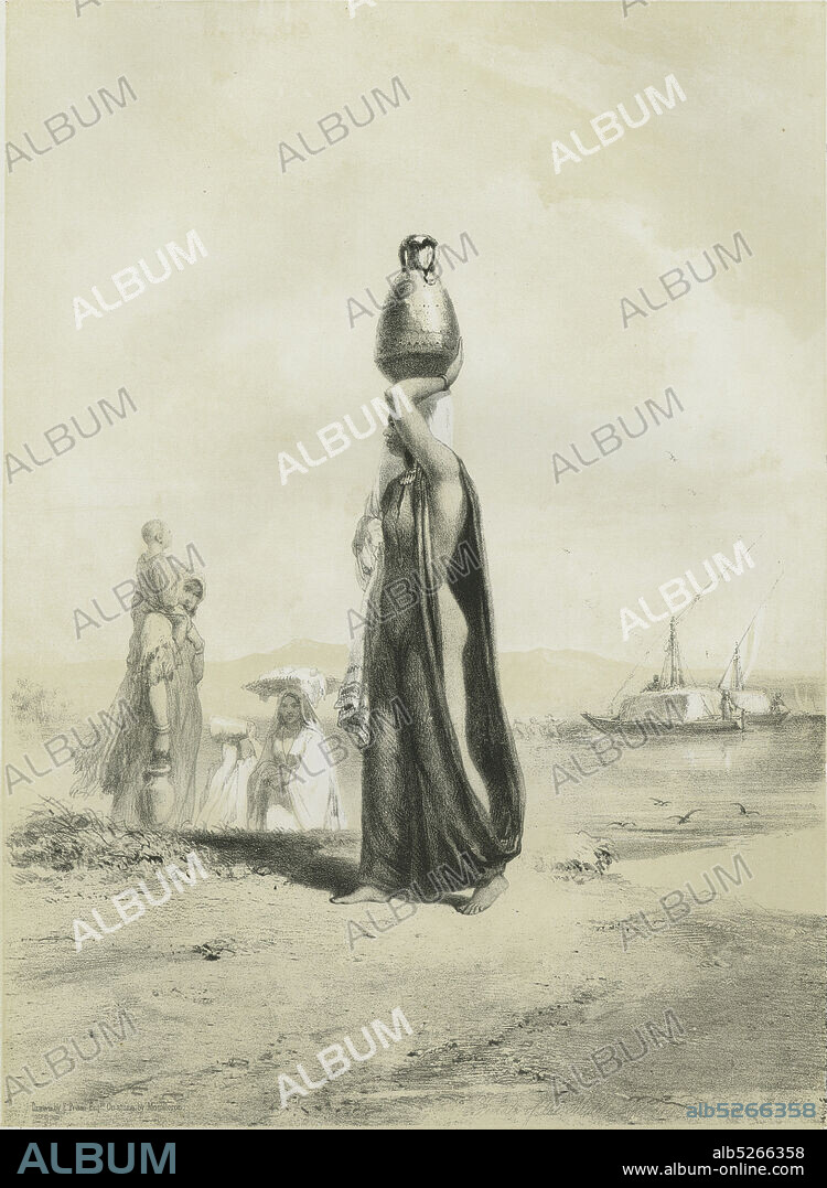 Female of the Middle class drawing water from the Nile, still image, Rare books, 1851, St. John, James Augustus, 1795-1875, Prisse d'Avennes, 1807-1879.