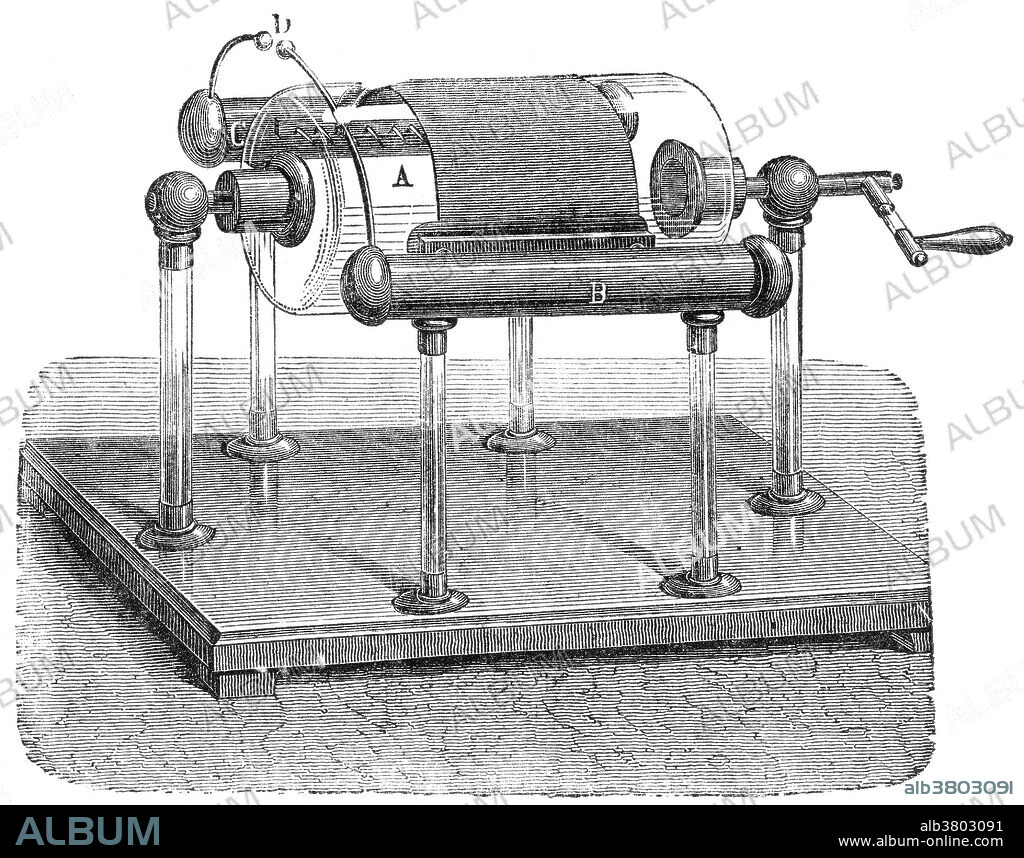 Edward Nairne (1726 - September 1, 1806) was English optician and scientific instrument maker. He patented several electrical machines, including an electrostatic generator consisting of a glass cylinder mounted on glass insulators; the device can supply either positive or negative electricity, and was intended for medicinal use. He was a regular contributor to the Philosophical Transactions of the Royal Society of London, and was elected a fellow in 1776. He enjoyed an extensive international reputation, and was in correspondence with Benjamin Franklin for whom he made a set of magnets and a telescope around 1758. Nairne prepared neatly-fitted traveling cases for lecture on electricity.