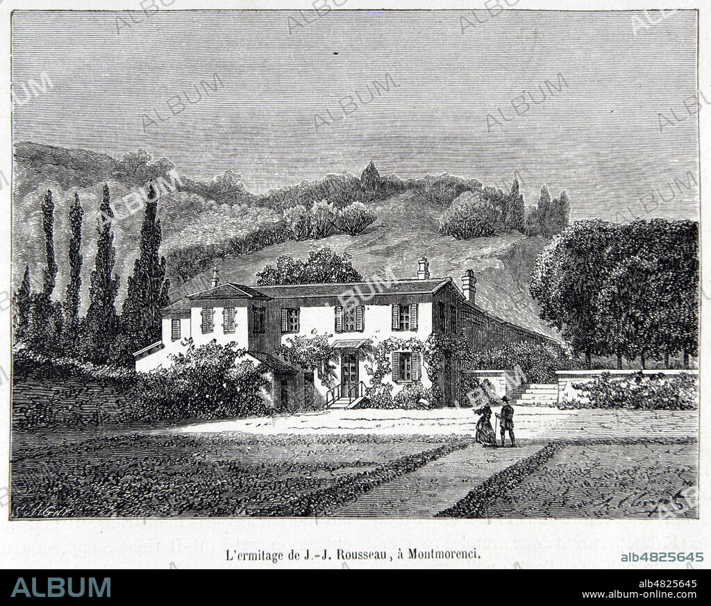 'L'ermitage de J.J. Rousseau a Montmorency'. Illustration tiree de l'Histoire de France populaire tome 3 par Henri Martin (1810-1883), vers 1870. Credit : Collection Grob/KHARBINE-TAPABOR.