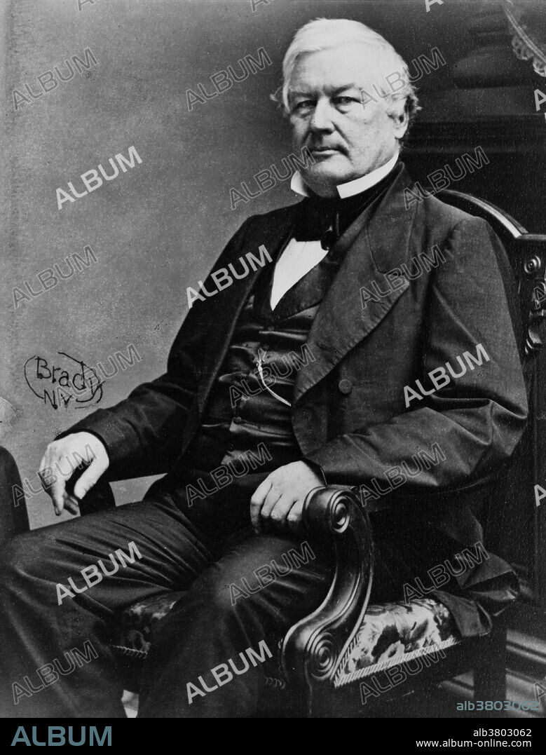 Millard Fillmore (January 7, 1800 - March 8, 1874) was the 13th President of the United States (1850-1853) and the last member of the Whig Party to hold the office of president. As Zachary Taylor's Vice President, he assumed the presidency after Taylor's death. Millard Fillmore (January 7, 1800 - March 8, 1874) was the 13th President of the United States (1850-1853) and the last member of the Whig Party to hold the office of president. As Zachary Taylor's Vice President, he assumed the presidency after Taylor's death. He opposed the proposal to keep slavery out of the territories annexed during the Mexican-American War in order to appease the South and so supported the Compromise of 1850, which he signed, including the Fugitive Slave Act (Bloodhound Law) which was part of the compromise. On the foreign policy front, he furthered the rising trade with Japan and clashed with the French over Napoleon III's attempt to annex Hawaii and with the French and the British over the attempt of Narciso LÃ³pez to invade Cuba. After his presidency, he joined the Know-Nothing movement. Throughout the Civil War, he opposed President Lincoln and during Reconstruction supported President Johnson. He is consistently included in the bottom 10 of historical rankings of Presidents of the United States. He died in 1874, of the aftereffects of a stroke., at the age of 74. His last words were alleged to be, upon being fed some soup, "the nourishment is palatable.".