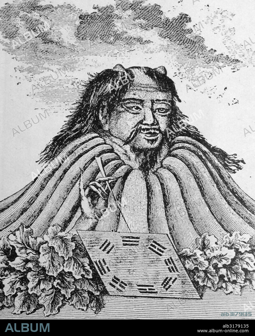 Portrait of Fuxi a culture hero in Chinese legend and mythology.