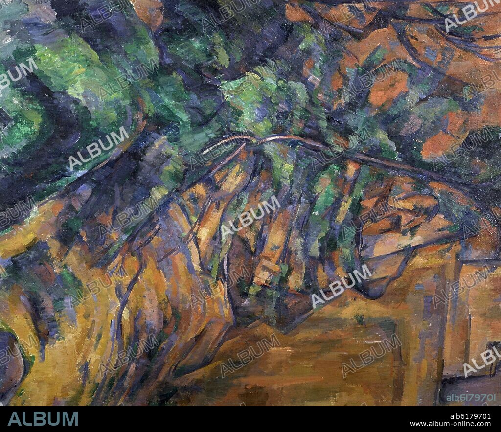 PAUL CEZANNE. ROCAS Y RAMAS EN BIBEMUS - 1904 - O/L - 61x50 - POSTIMPRESIONISMO FRANCES.