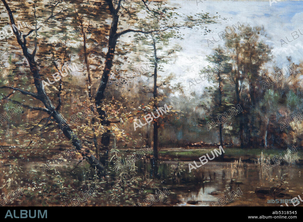 Joaquim Vayreda / 'Paisaje de otoño', 1880-1885, Óleo sobre lienzo, 52,5 x 84 cm. Museu Nacional d'Art Catalunya, Barcelona.