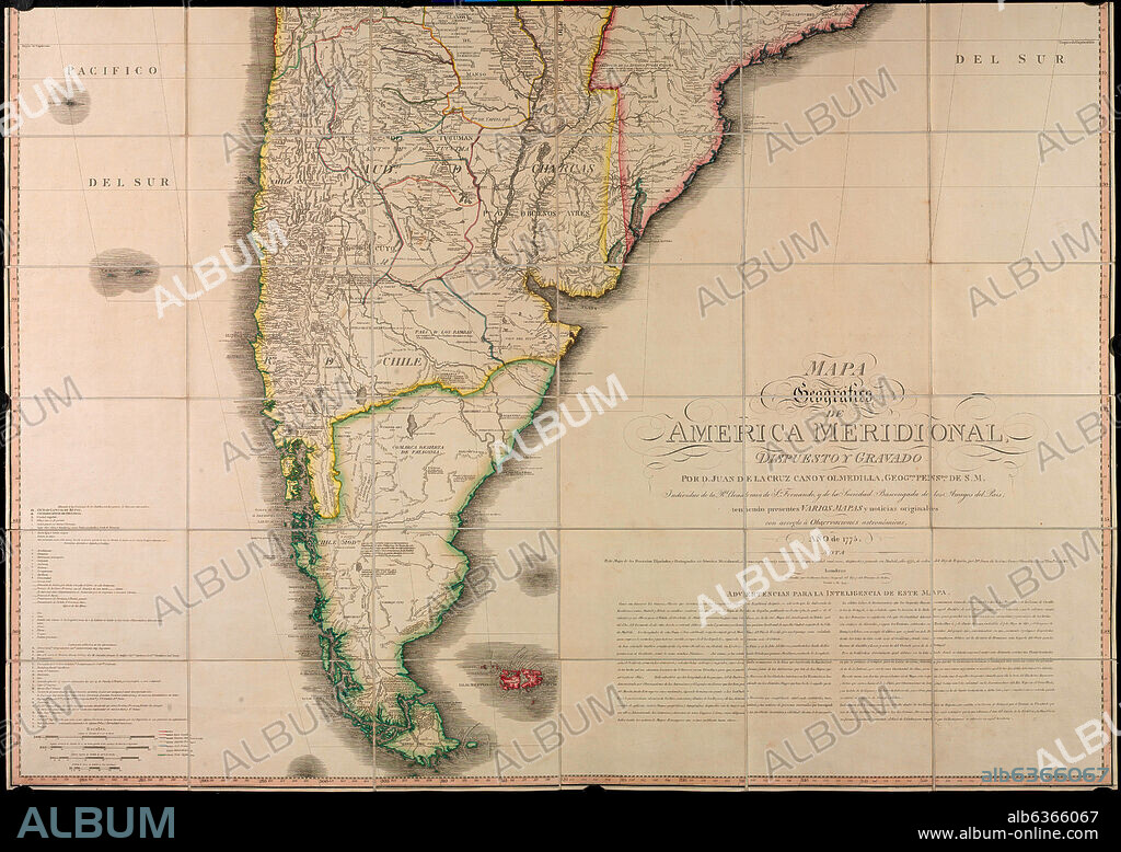 CRUZ CANO Y OLMEDILLA JUAN / FADEN WILLIAM. MAPA GEOGRAFICO DE AMERICA MERIDIONAL - 1755.