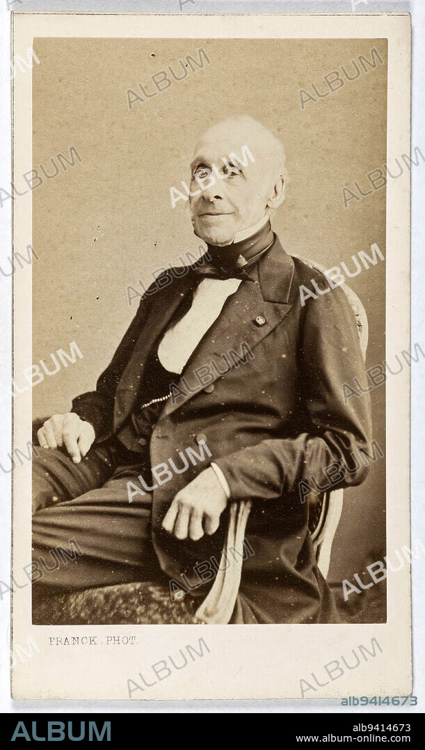Portrait of Count Flahaut de la Billarderie (Auguste Charles Joseph), (1785-1870), (aid camp to Napoleon I, ambassador to London, Senator under the Second Empire), Franck (François Gobinet de Villechole, dit), Photographer, Before 1870, 2nd half of the 19th century, Photography, Graphic arts, Photography, Albumen paper print, Dimensions - Work: Height: 9 cm, Width: 5.5 cm, Dimensions: Height: 10.4 cm, Width: 6.2 cm.