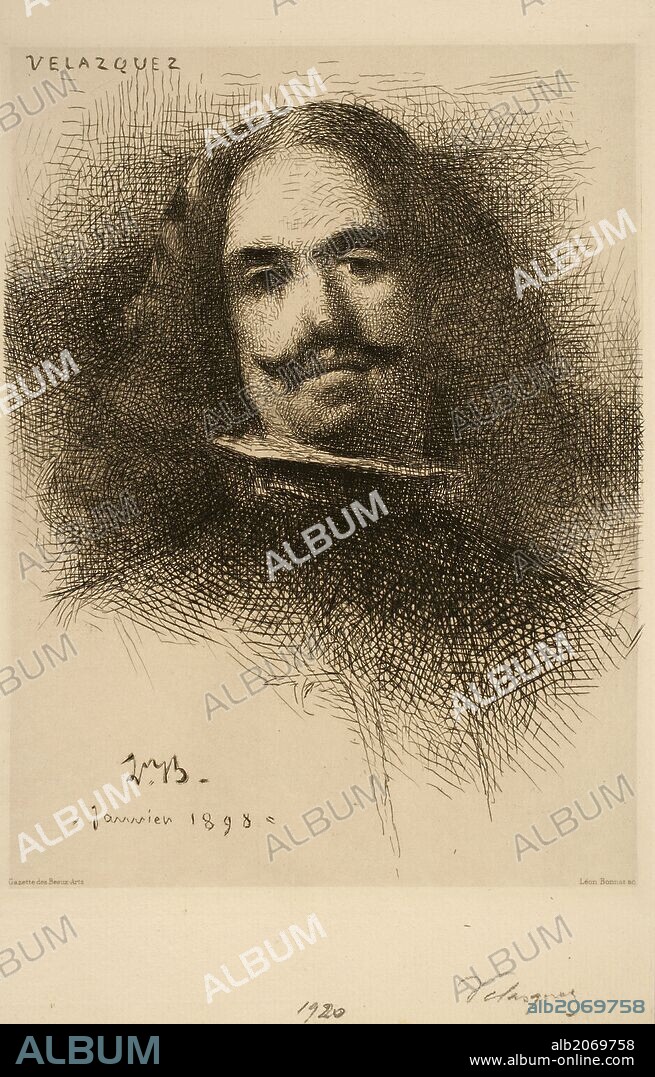 LEÓN BONNAT. Léon Bonnat / 'Self-portrait of Velazquez', 1898, French School, Etching on paper, 277 mm x 202 mm, G03019.